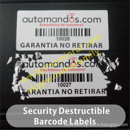 Security Barcode Labels,tamper Evident Barcode Asset Labels,destructible Bar Code Stickers For Assets Warranty Purpose